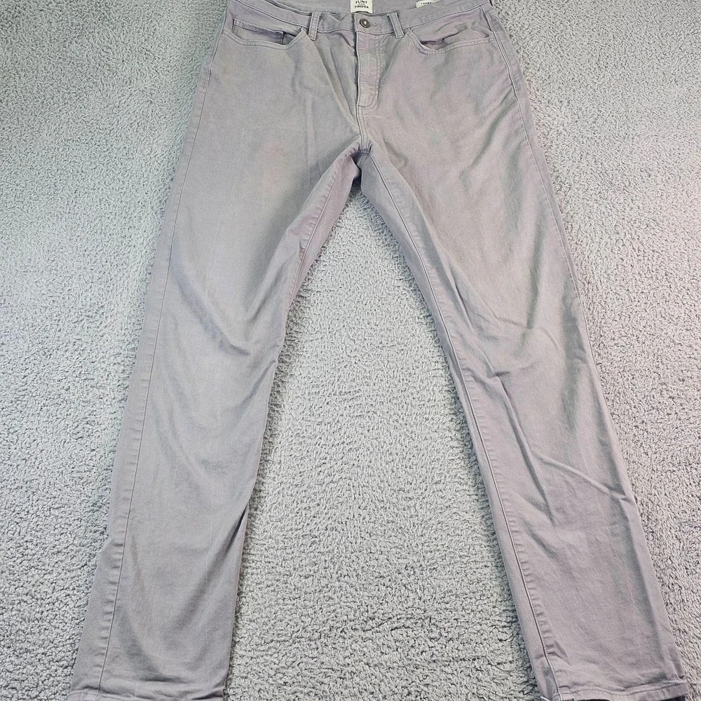 Flint And Tinder Pants Mens 33x34 Gray Chino 5 Pocket Tapered Fit Stretch Casual